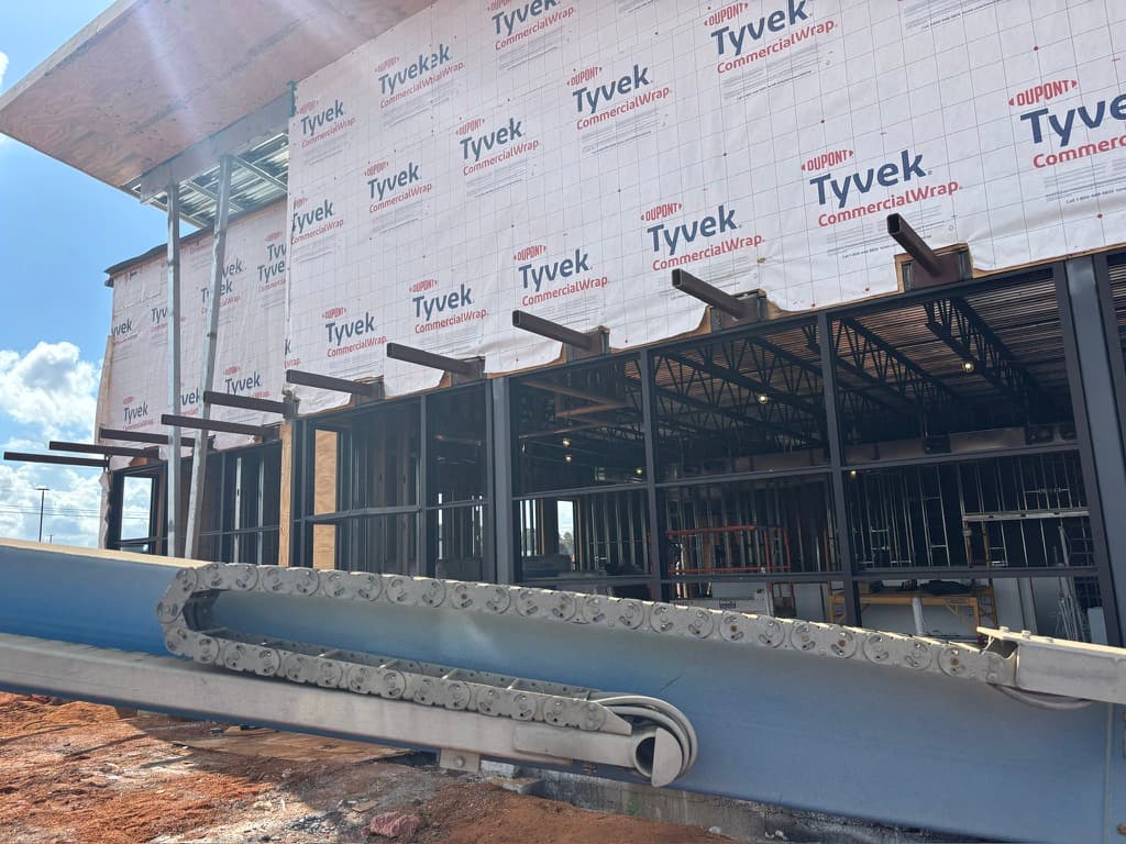 Commercial build wide framing view