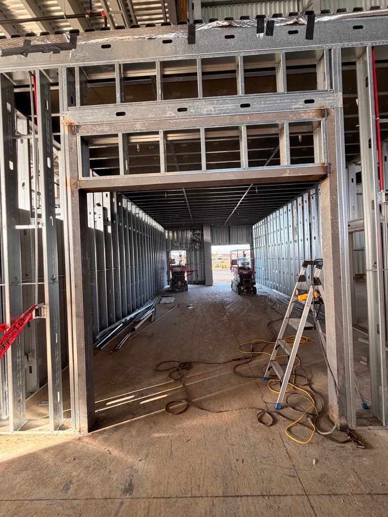Interior steel door frame framing