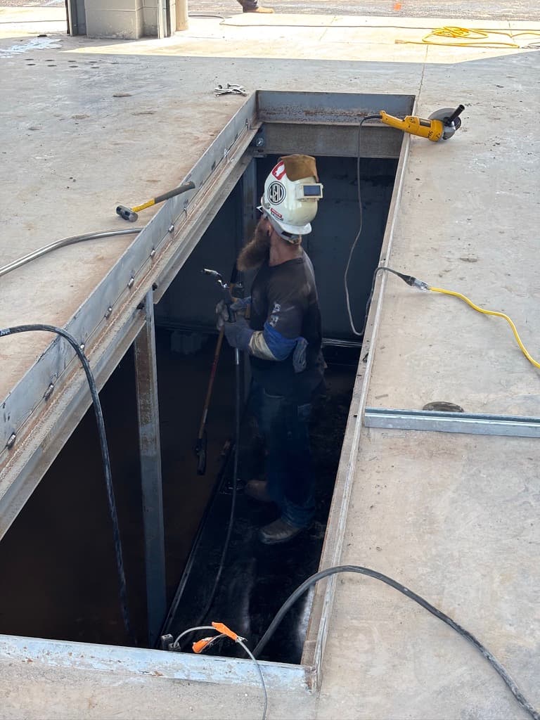 Elevator shaft welding — pit angle