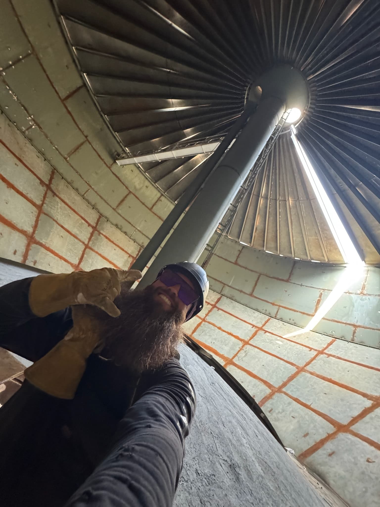 DJN welder inside silo